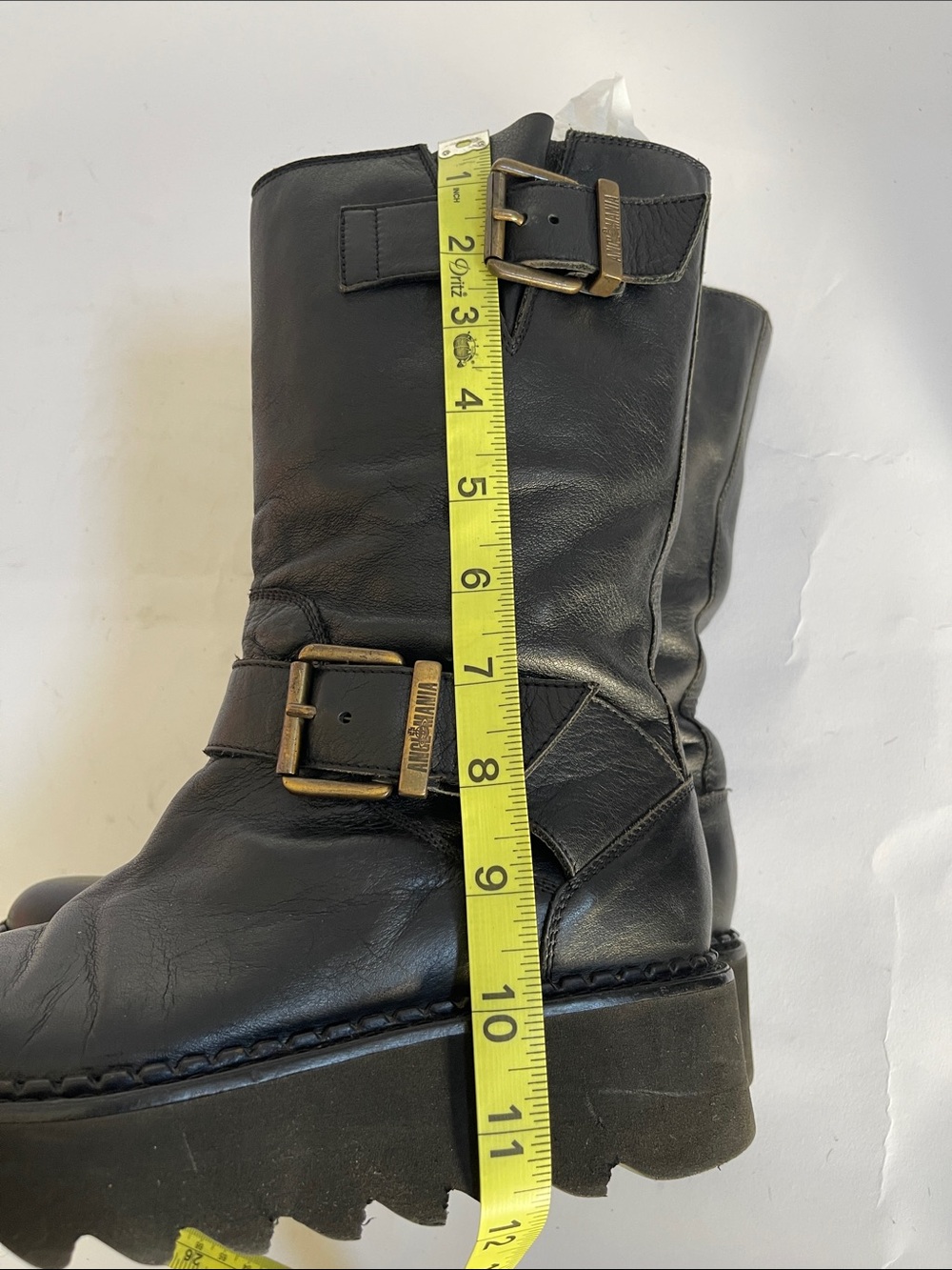Vivienne Westwood Anglomania Black Leather Double Buckle Biker Boots AW16 US 7 - Picture 15 of 15